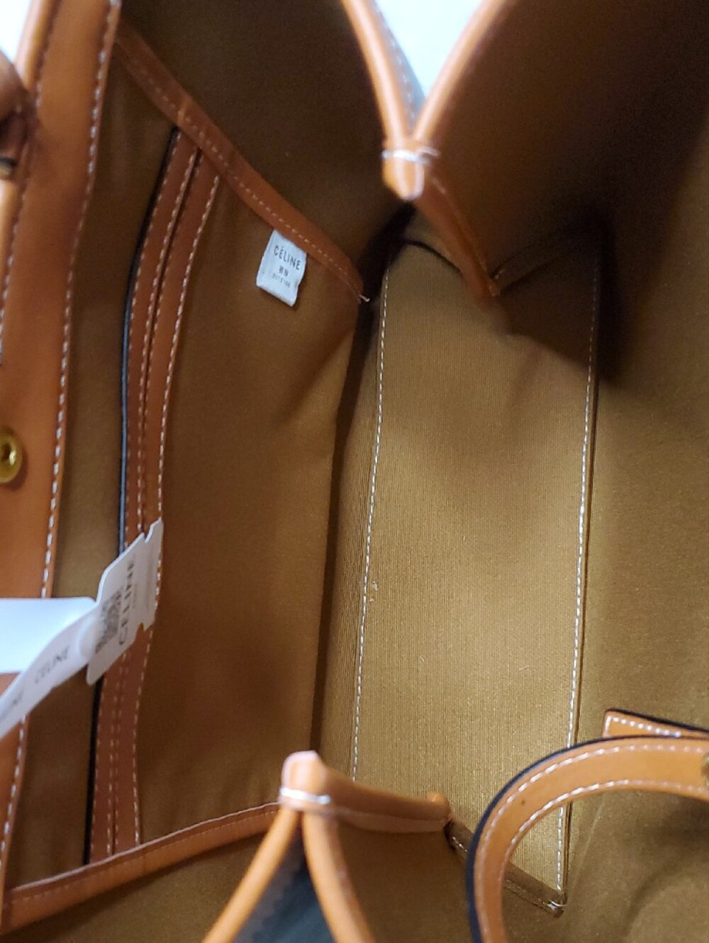 Celine Brown Canvas Monogram Tote with Tan Trim - Picture 9 of 11